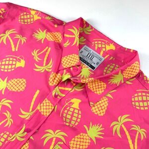 Savage Tacticians Pineapple Grenade Snap Front Shirt XXXL Pink‎ Tropical Print